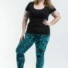 HaremPants.com Plus Size Oval Swirls Tie Dye Cotton Leggings In Blue