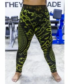 HaremPants.com Plus Size Oval Swirls Tie Dye Cotton Leggings In Olive Green