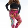HaremPants.com Women's Plus Size Oval Swirls Tie Dye Cotton Leggings In Pink Rainbow
