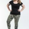 HaremPants.com Plus Size Oval Swirls Tie Dye Cotton Leggings In Stone Black Women's