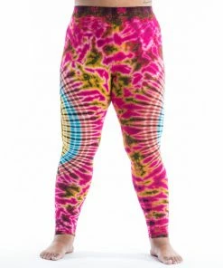 HaremPants.com Women's Plus Size Oval Swirls Tie Dye Cotton Leggings In Pink Rainbow