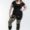 HaremPants.com Women's Plus Size Patch Dye Tie Dye Cotton Leggings In Black White