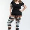 HaremPants.com Plus Size Patch Dye Tie Dye Cotton Leggings In Brown Women's