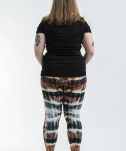 HaremPants.com Plus Size Patch Dye Tie Dye Cotton Leggings In Brown Women's