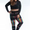 HaremPants.com Plus Size Patch Dye Tie Dye Cotton Leggings In Festival Black Women's