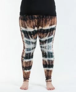 HaremPants.com Plus Size Patch Dye Tie Dye Cotton Leggings In Brown Women's