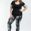 HaremPants.com Women's Plus Size Lightning Stripes Tie Dye Cotton Leggings In Black And White
