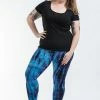 HaremPants.com Women's Plus Size Lightning Stripes Tie Dye Cotton Leggings In Indigo 1 HaremPants.com Women's Plus Size Lightning Stripes Tie Dye Cotton Leggings In Indigo