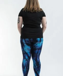 HaremPants.com Women's Plus Size Lightning Stripes Tie Dye Cotton Leggings In Indigo