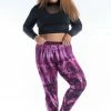 HaremPants.com Plus Size Lightning Stripes Tie Dye Cotton Leggings In Purple Women's