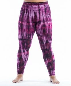 HaremPants.com Plus Size Lightning Stripes Tie Dye Cotton Leggings In Purple Women's