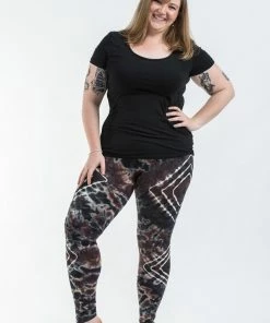 HaremPants.com Women's Plus Size Diamond Tie Dye Cotton Leggings In Brown