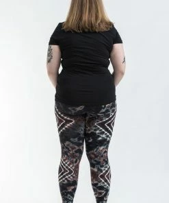 HaremPants.com Women's Plus Size Diamond Tie Dye Cotton Leggings In Brown