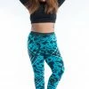 HaremPants.com Plus Size Diamond Tie Dye Cotton Leggings In Turquoise