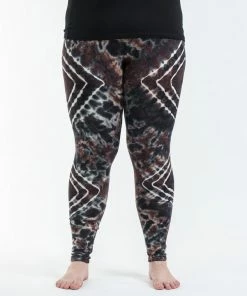HaremPants.com Women's Plus Size Diamond Tie Dye Cotton Leggings In Brown