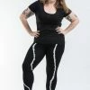HaremPants.com Plus Size Black Tie Dye Cotton Leggings In Electra White Women's