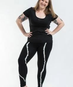 HaremPants.com Plus Size Black Tie Dye Cotton Leggings In Electra White Women's