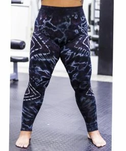 HaremPants.com Plus Size Diamond Tie Dye Cotton Leggings In Dark Brown
