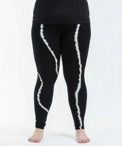 HaremPants.com Plus Size Black Tie Dye Cotton Leggings In Electra White Women's