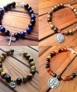 HaremPants.com Hand Made Tibetan Ohm Mala With Lapis And Turquoise Beads Bracelet Handmade Bracelets