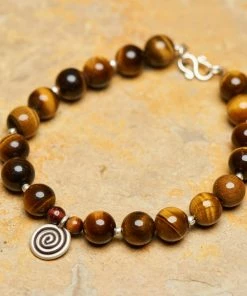 HaremPants.com Hand Made Tibetan Spiral Mala Bracelet With Tiger Eye Beads