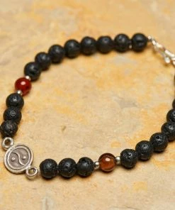 HaremPants.com Hand Made Tibetan Yin Yang Mala Bracelet With Black Lava Beads