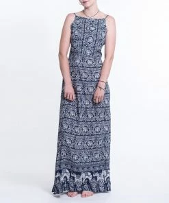 HaremPants.com Women's Elephant Deva Tie Back Maxi Dress In Navy