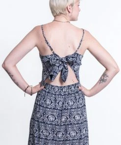 HaremPants.com Women's Elephant Deva Tie Back Maxi Dress In Navy
