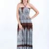 HaremPants.com Marble Mandalas Smocked Bandeau Maxi Dress In Brown 1 HaremPants.com Marble Mandalas Smocked Bandeau Maxi Dress In Brown