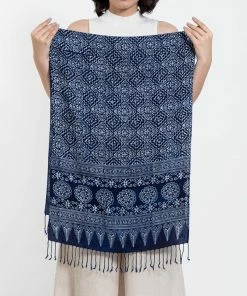 HaremPants.com Women's Mandalas Print Hmong Indigo Batik Shawl Scarf