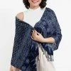 HaremPants.com Butterflies Print Hmong Indigo Batik Shawl Scarf