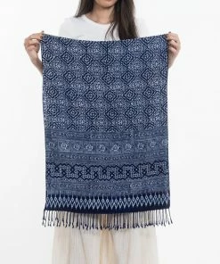 HaremPants.com Diamonds Print Hmong Indigo Batik Shawl Scarf Women's