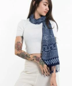 HaremPants.com Diamonds Print Hmong Indigo Batik Shawl Scarf Women's