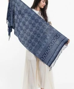 HaremPants.com Diamonds Print Hmong Indigo Batik Shawl Scarf Women's