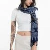 HaremPants.com Flowers Print Hmong Indigo Batik Shawl Scarf Women's