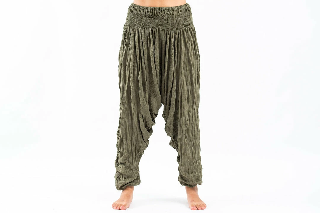 HaremPants.com Crinkled Cotton Harem Pants In Green Women's 4 HaremPants.com Crinkled Cotton Harem Pants In Green Women's