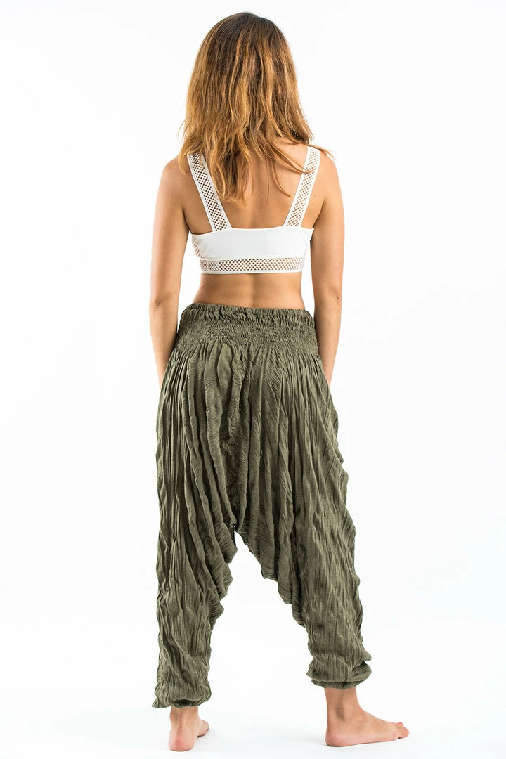 HaremPants.com Crinkled Cotton Harem Pants In Green Women's 6 HaremPants.com Crinkled Cotton Harem Pants In Green Women's