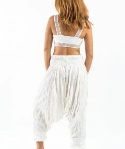 HaremPants.com Women's Crinkled Cotton Harem Pants In White