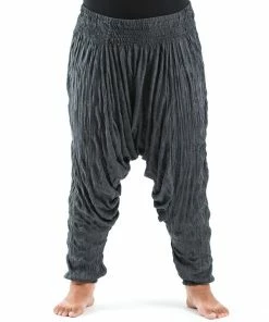 HaremPants.com Plus Size Crinkled Cotton Harem Pants In Black