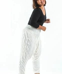 HaremPants.com Plus Size Crinkled Cotton Harem Pants In White 8 HaremPants.com Plus Size Crinkled Cotton Harem Pants In White