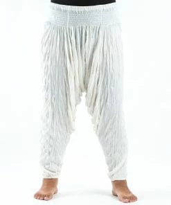 HaremPants.com Plus Size Crinkled Cotton Harem Pants In White