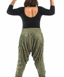HaremPants.com Women's Plus Size Crinkled Cotton Harem Pants In Green