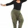 HaremPants.com Women's Plus Size Crinkled Cotton Harem Pants In Green