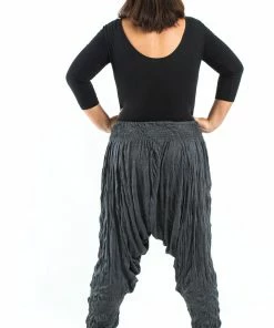 HaremPants.com Plus Size Crinkled Cotton Harem Pants In Black
