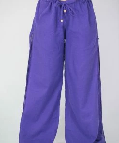 HaremPants.com Women's Thai Harem Double Layers Palazzo Pants In Solid Purple