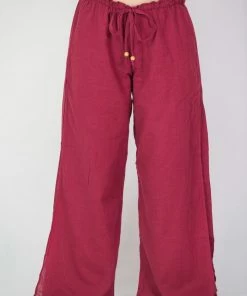 HaremPants.com Women's Thai Harem Double Layers Palazzo Pants In Solid Red
