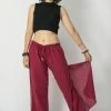HaremPants.com Women's Thai Harem Double Layers Palazzo Pants In Solid Red