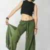 HaremPants.com Women's Thai Harem Double Layers Palazzo Pants In Solid Green
