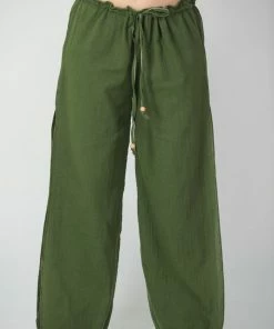 HaremPants.com Women's Thai Harem Double Layers Palazzo Pants In Solid Green