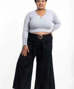 HaremPants.com Plus Size Women's Thai Harem Palazzo Pants In Solid Black